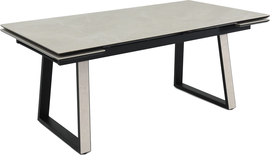 Кухонный обеденный стол Monaco, раздвижной 180, айвори Quadro Bayona ivory natural, каркас черный