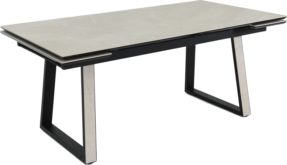Кухонный обеденный стол Monaco, раздвижной 180, айвори Quadro Bayona ivory natural, каркас черный