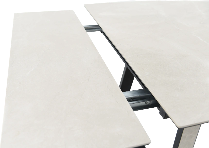Кухонный обеденный стол Monaco, раздвижной 180, айвори Quadro Bayona ivory natural, каркас черный