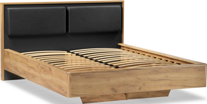 Двуспальная кровать Клауд, 160x200, парящая, дуб крафт золотой / антрацит