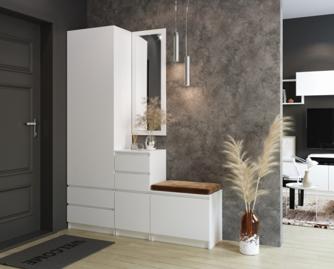 Шкаф одностворчатый Мадера , распашной для одежды, белый