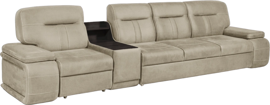 Диван модульный Арт-18, ткань Софа 04, декор Венге Аруба, бар слева 