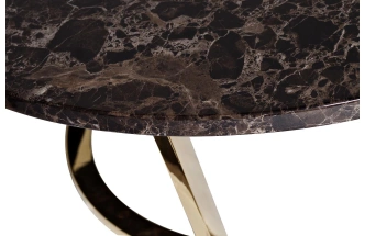 Журнальный стол Dark Emperador, 100x100x40.6, МДФ с полимерным покрытием, коричневый мрамор / золото