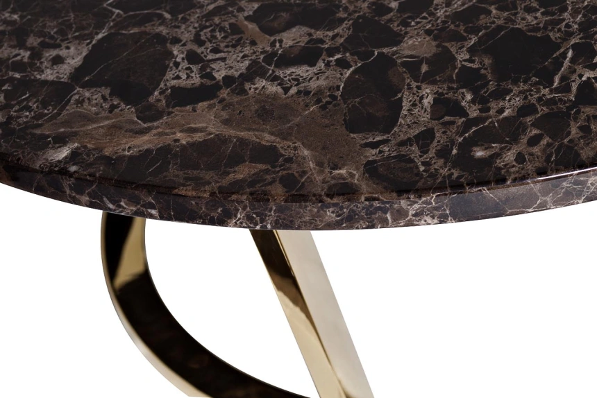 Журнальный стол Dark Emperador, 100x100x40.6, МДФ с полимерным покрытием, коричневый мрамор / золото