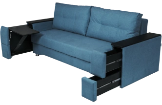 Диван прямой Атлант 2, ткань Tesla biruza, декор Венге