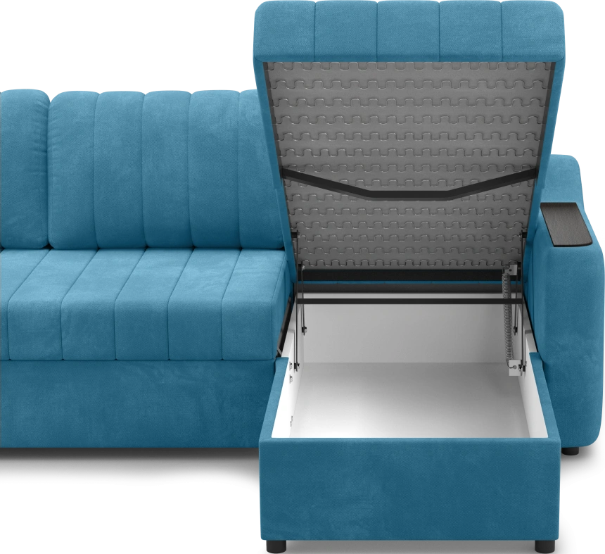 Диван угловой Мурано, модель 101, Maxx 754 (синий) / венге