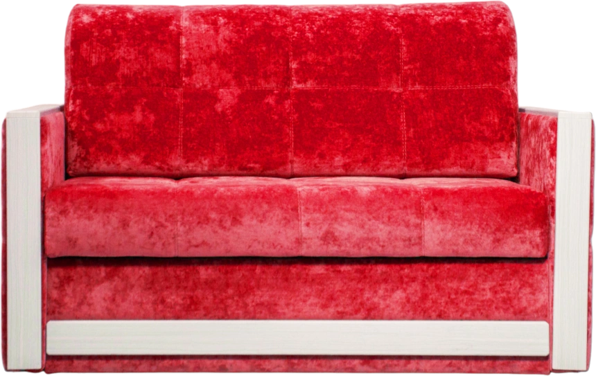 Диван прямой малый Адель 2, ткань Plush rubin, декор Рамух белый