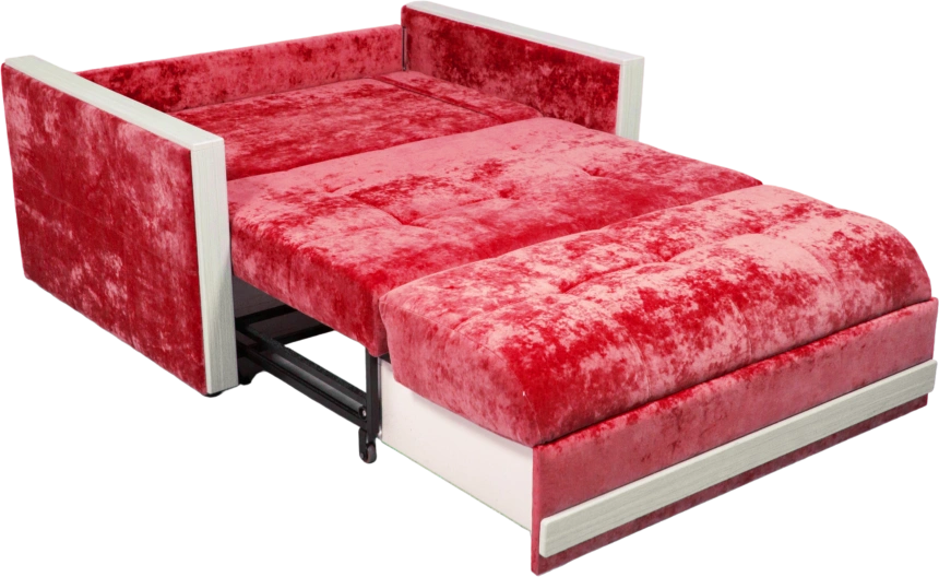 Диван прямой малый Адель 2, ткань Plush rubin, декор Рамух белый