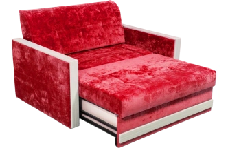 Диван прямой малый Адель 2, ткань Plush rubin, декор Рамух белый