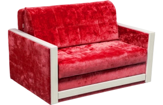 Диван прямой малый Адель 2, ткань Plush rubin, декор Рамух белый