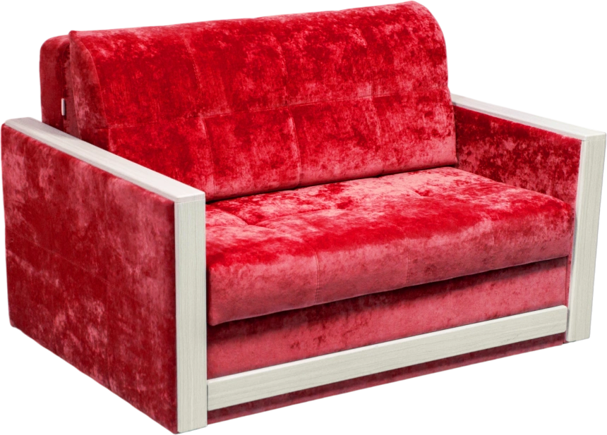 Диван прямой малый Адель 2, ткань Plush rubin, декор Рамух белый