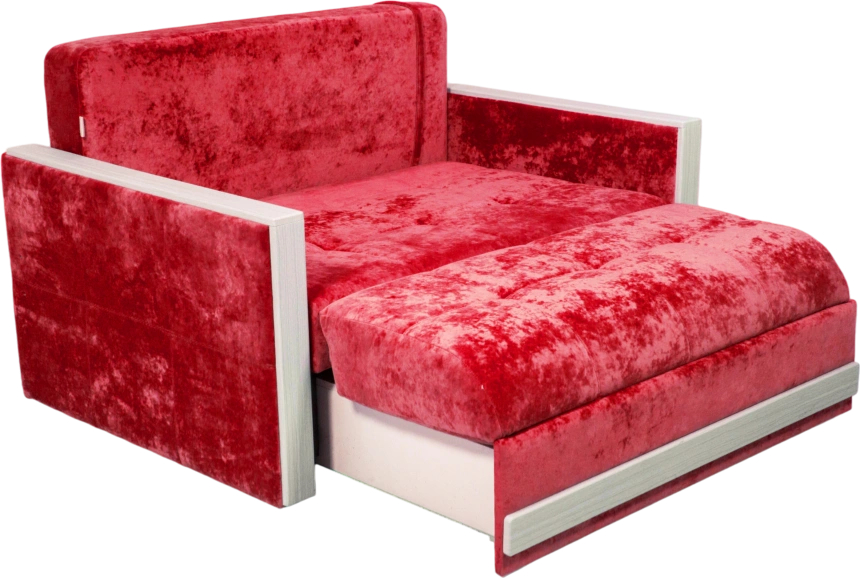 Диван прямой малый Адель 2, ткань Plush rubin, декор Рамух белый