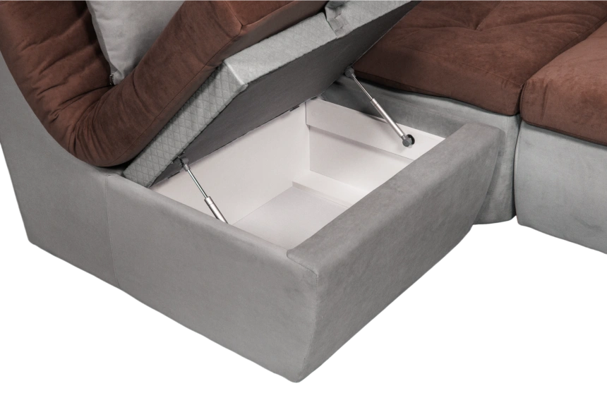 Диван угловой София 2 удлиненный, MONAKO-A 04, MONAKO-A 14, с задней тканью