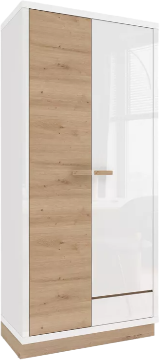 Шкаф распашной Балтимор, двухдверный, Белый/Дуб дикий