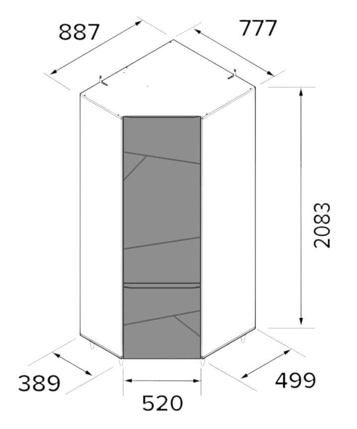 Шкаф угловой Киото, Дуб небраска / Бетон тёмный