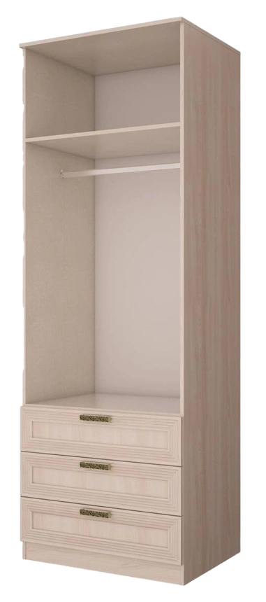 Шкаф Орион с ящиками, 78x221,5x58,5 Ясень шимо светлый/Лён