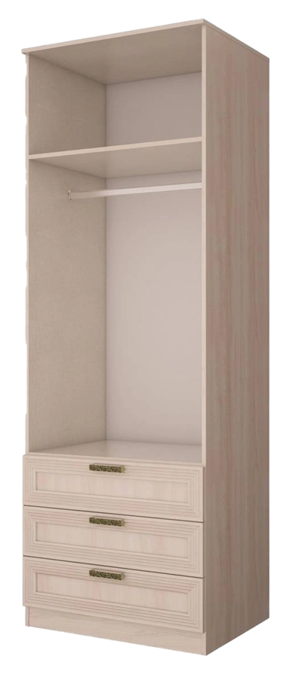 Шкаф Орион с ящиками, 78x221,5x58,5 Ясень шимо светлый/Лён