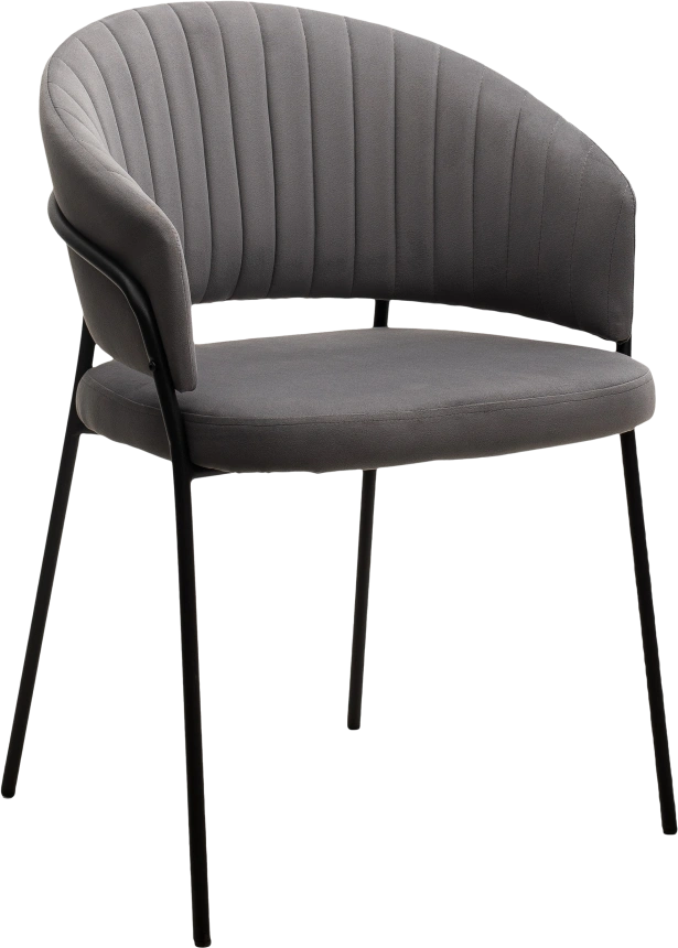 Стул Just, мягкий, цвет Velutto 32 антрацитовый, велюр, черный каркас