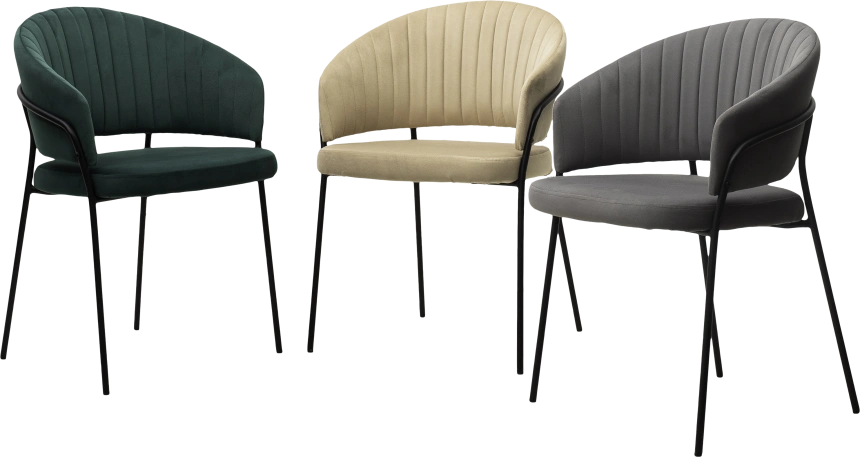 Стул Just, мягкий, цвет Velutto 32 антрацитовый, велюр, черный каркас