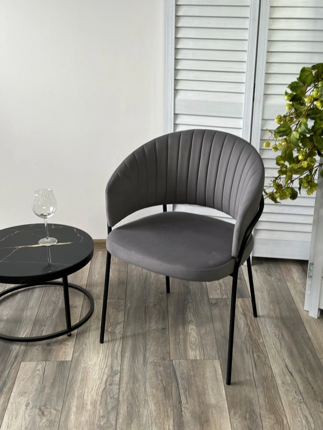 Стул Just, мягкий, цвет Velutto 32 антрацитовый, велюр, черный каркас