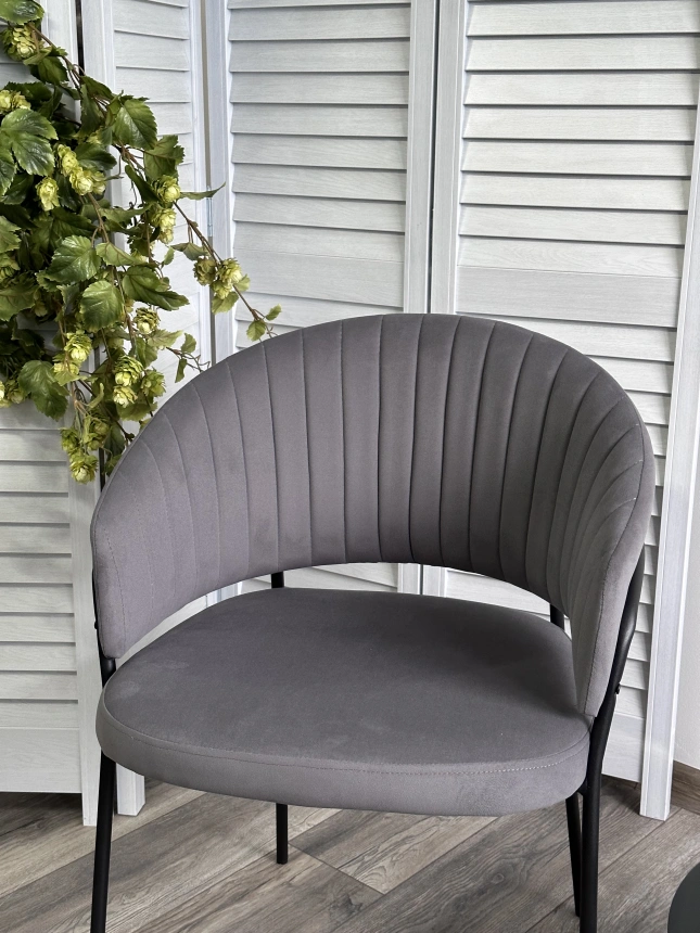 Стул Just, мягкий, цвет Velutto 32 антрацитовый, велюр, черный каркас