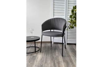 Стул Just, мягкий, цвет Velutto 32 антрацитовый, велюр, черный каркас