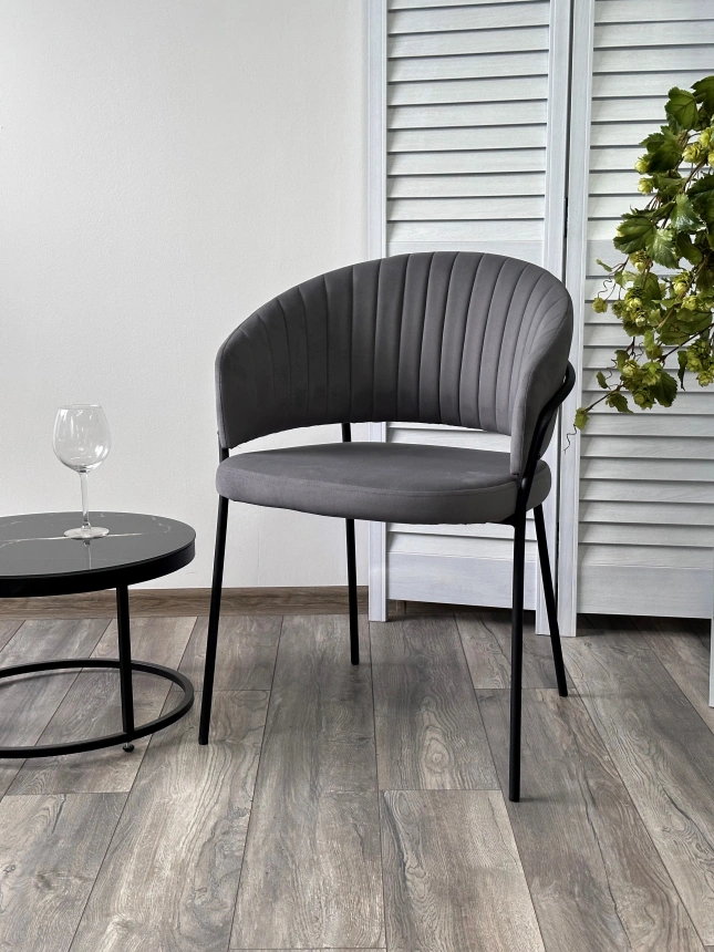 Стул Just, мягкий, цвет Velutto 32 антрацитовый, велюр, черный каркас
