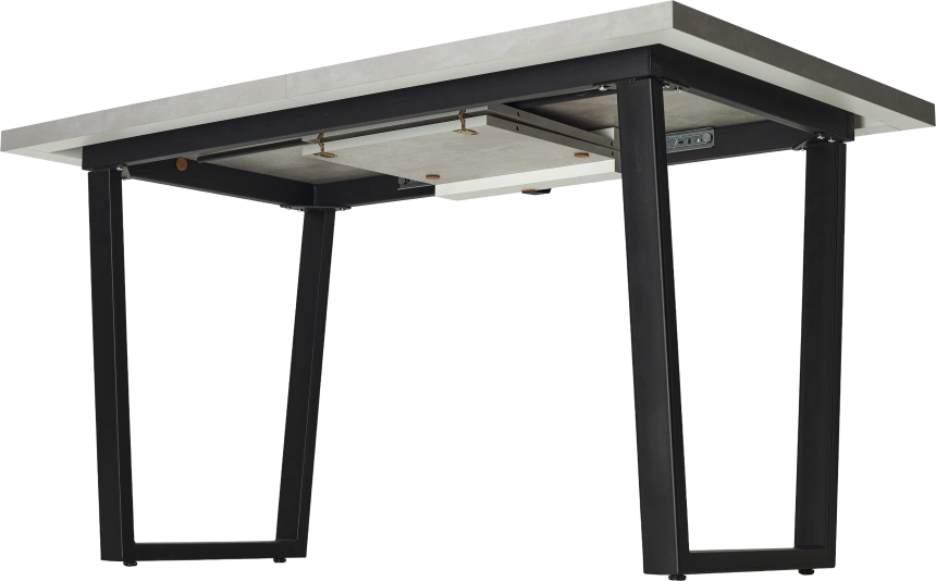 Кухонный стол раздвижной Ливстен 140, Цемент, Черный