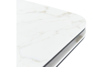 Кухонный обеденный стол Leon, раздвижной, светло-серый 120-184 см., Calacata Vaglioro, черный каркас