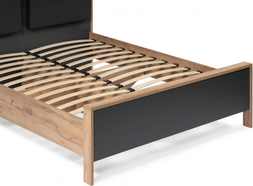 Двуспальная кровать Тхан, 180x200, дуб крафт золотой / антрацит