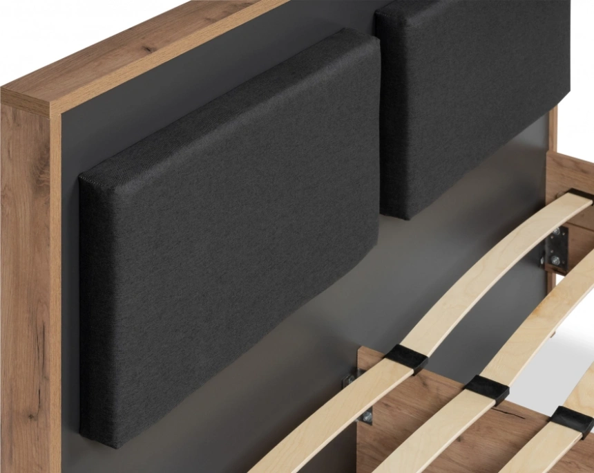 Двуспальная кровать Тхан, 180x200, дуб крафт золотой / антрацит