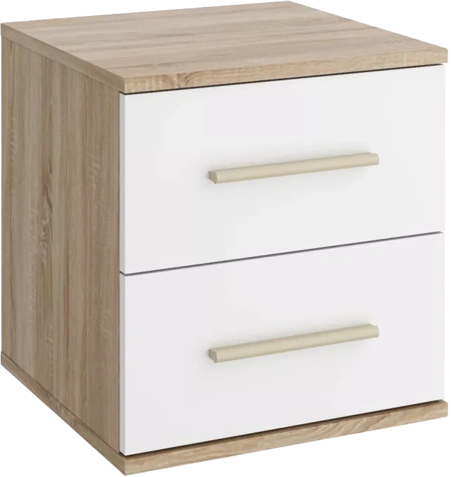 Тумба прикроватная Алекс, 2 ящика, Дуб сонома / Белый
