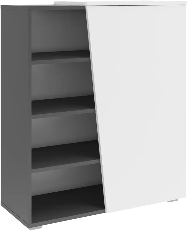 Тумба для обуви Одри, 80x94x33.3, Чёрный графит / Белый