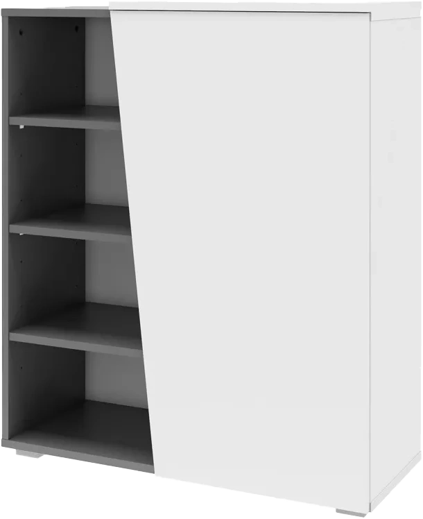 Тумба для обуви Одри, 80x94x33.3, Чёрный графит / Белый