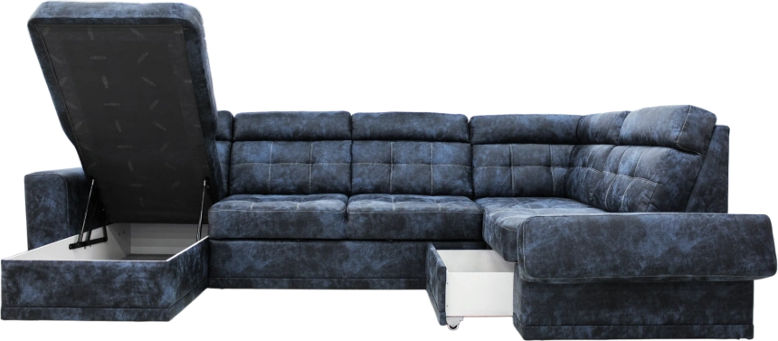 Диван модульный П-образный Мартин, Маборо 15 (синий), Венге, Белая 