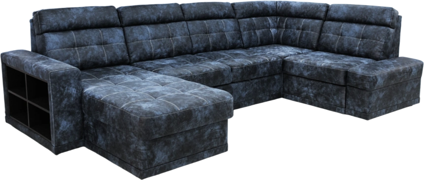 Диван модульный П-образный Мартин, Маборо 15 (синий), Венге, Белая 