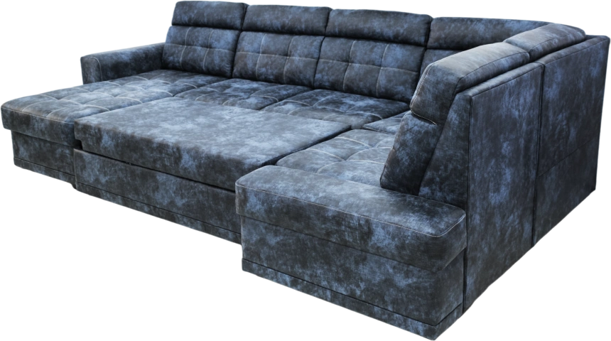 Диван модульный П-образный Мартин, Маборо 15 (синий), Венге, Белая 