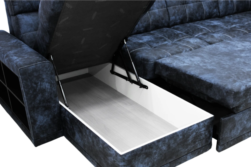 Диван модульный П-образный Мартин, Маборо 15 (синий), Венге, Белая 