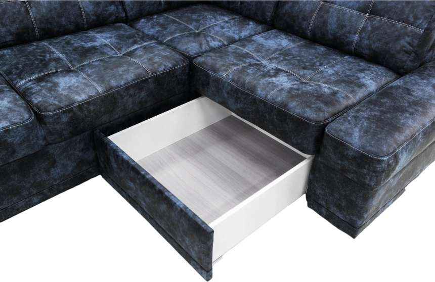 Диван модульный П-образный Мартин, Маборо 15 (синий), Венге, Белая 