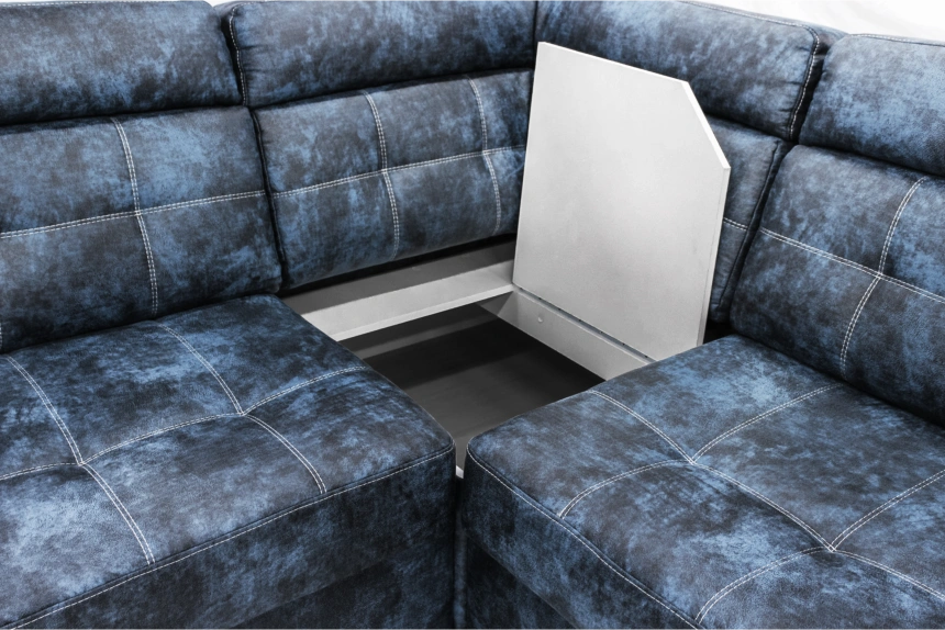 Диван модульный П-образный Мартин, Маборо 15 (синий), Венге, Белая 