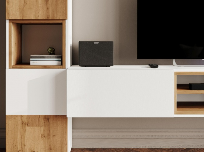 Стеллаж Лонгфорд, белый / дуб вотан