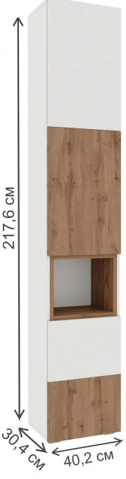 Стеллаж Лонгфорд, белый / дуб вотан