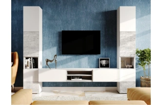 Модульная гостиная Лонгфорд, комплектация 1, белый / бетон светлый