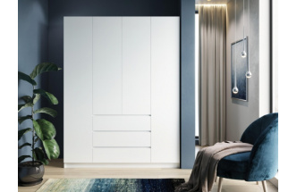 Шкаф четырехдверный Мадера, распашной для одежды, ЛДСП белый