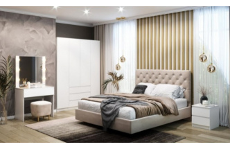 Шкаф четырехдверный Мадера, распашной для одежды, ЛДСП белый