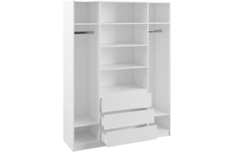 Шкаф четырехдверный Мадера, распашной для одежды, ЛДСП белый