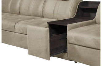 Диван модульный Арт-18, ткань Софа 04, декор Венге Аруба, бар справа 