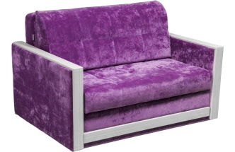 Диван прямой малый Адель 2,ткань Plush purple velvet, декор Рамух белый
