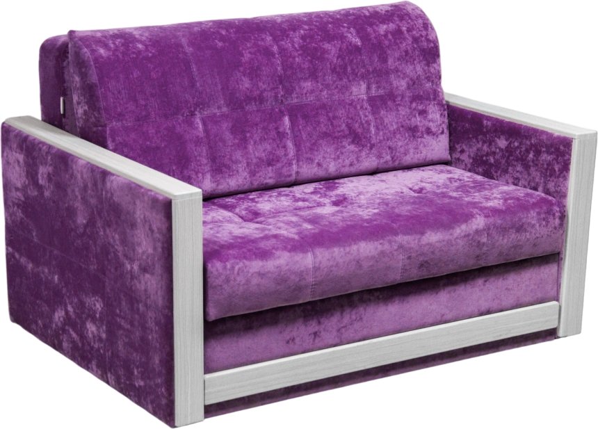Диван прямой малый Адель 2,ткань Plush purple velvet, декор Рамух белый
