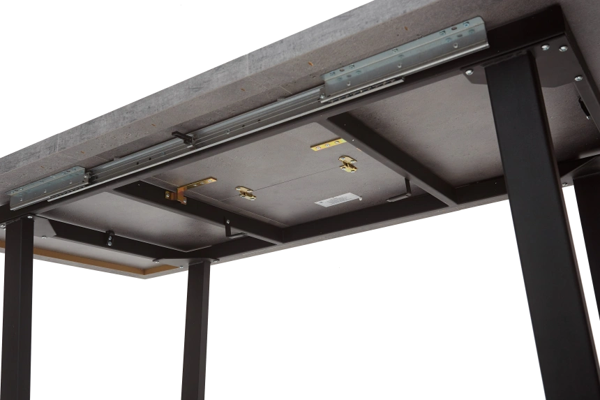 Кухонный стол раздвижной Лофт 138, Бетон Портленд, Черный